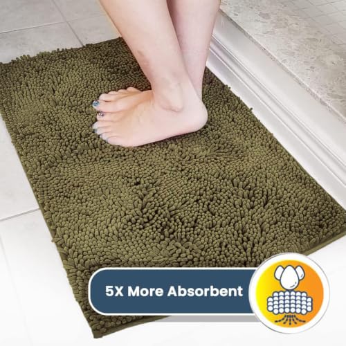 Image of Muddy Mat | Super Water Absorbent Door Mat Indoor, Microfiber Quick Dry Chenille Entryway Rug, Slip Resistant Front Door Mat, Indoor Mats for Entryway, Machine Washable Pet Rug, Sage 24 inch x 72 inch