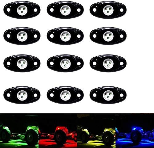 OPP ULITE RGB Led Rock Lights 12Pods, APP Control Rock Light Kit, DIY Color Timing Music Flashing Mode, Interior Underglow Lights for Jeep Offroad Trucks UTV SUV ATV Motorcycle Boats