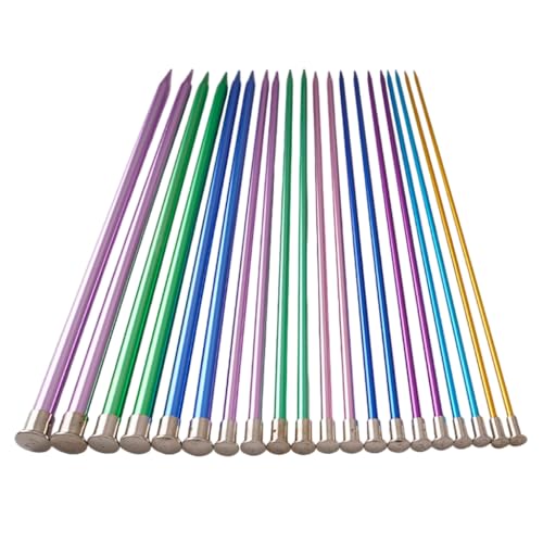 Aiguilles à tricoter en aluminium Lot de 10 paires de 3 à 10 mm pour tous vos travaux de mercerie
