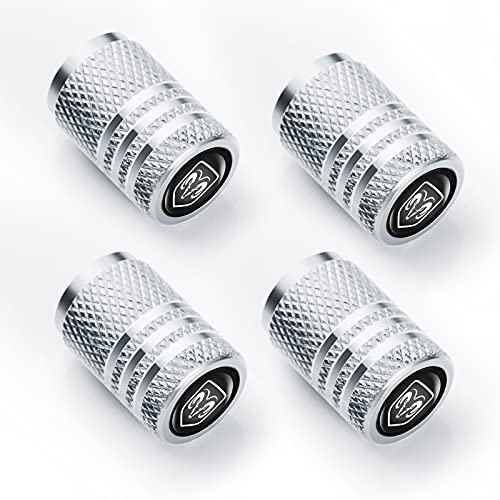 Car Wheel Tire Valve Stem Caps Logo Personality Modification Valve Cap Modeling Accessories Suit for Dodge Ram Charger Challenger Journey Durango Grand Caravan (4PCS