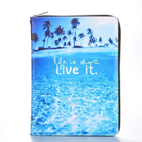 Anvas Universal Case For 7 - 8 Inch Tablet, Synthetic Leather 360 Rotating Standing Document Pocket Folio Portable Wallet Case For All 7-8 Inch Tablet Beach #TOP1