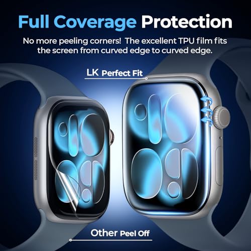 Image of LK 8 Pack for Apple Watch Series 11 Screen Protector 46mm [Upgrade Soft TPU Film - Strong Absorption] HD Ultra-Thin for Apple Watch 46mm Screen Protector Series 10, High Touch Screen, Anti-Scratch