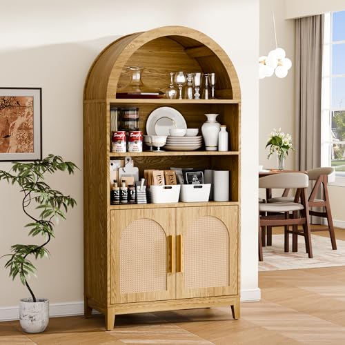 Arched Pantry Cabinet & Bookcase with Adjustable Shelves