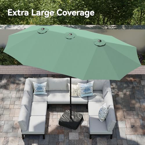 Image of PHI VILLA 15ft Large Outdoor Patio Umbrella with Base Included, Mint Green
