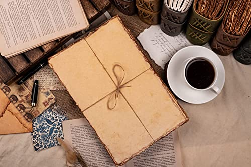 Image of Pzyvelines- 50 Sheets of Watercolor Paper of 150 GSM - Virgin Cotton - Handmade Paper with Deckle Edges - 16X13 Inches (41x33 cm)- Vintage Toned