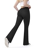 Women&apos;s Yoga Work Pants with Pockets Crossover Waist Bootcut Leggings Tummy Control Stretch Flare Pull On Pants