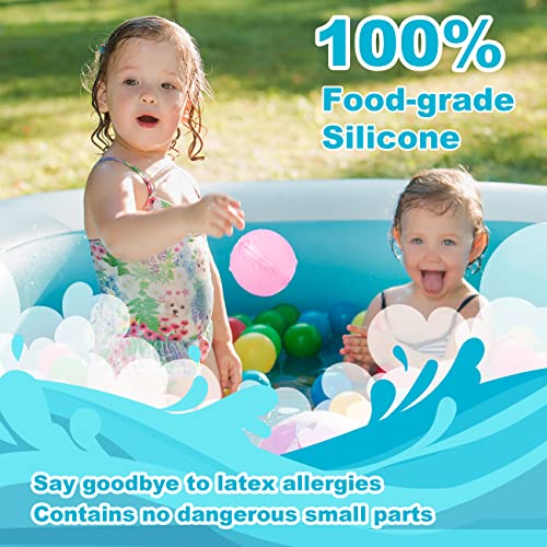 Vieboom Reusable Water Balloons For Kids Ages 4-8 (12 Pcs) Silicone Refillable Water Balloon Quick Fill Outdoor Toys Party Happy Water Bombs For Kids Ages 8-12 Pool Toys Water Toys Summer Fun Games #TOP1