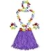 Fortuning's JDS Girl's elastic Hawaiian hula dancer grass skirt with flower costume set -purple Birthday Tropical Party Decorations