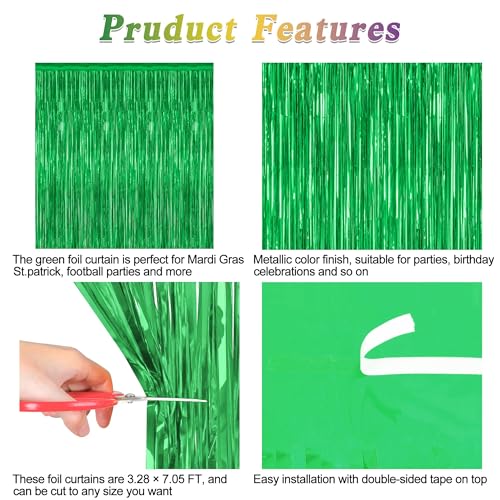 ZATAYE 2 Pack Green Foil Curtain Backdrop Birthday Party Decorations by ZATAYE - Used condition - Image 4