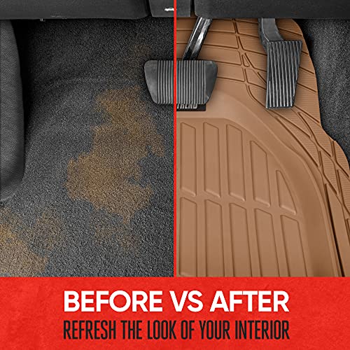Motor Trend Flextough Floor Mats For Cars, Beige Deep Dish All-Weather Car Mats, Waterproof Trim-To Fit Automotive Floor Mats For Cars Trucks Suv, Universal Floor Liner Car Accessories #TOP4