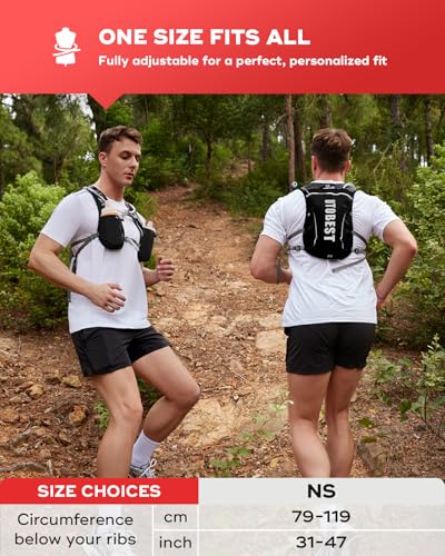 UTOBEST Running Vest, 5L Hydration Vest Lightweight, Running Backpack with 2 x Soft Flask, Adjustable Running Hydration Vest for Trail Running Marathon Race Jogging Cycling Black - Thumbnail 6