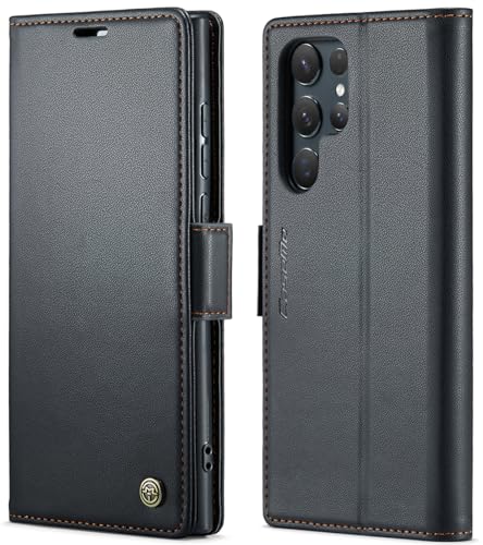SINIANL Samsung Galaxy S24 Ultra Wallet Case with RFID Blocking, Samsung S24 Ultra Case Wallet for Women Men Card Holder Magnetic Clasp Kickstand Leather Book Folio Case for Galaxy S24 Ultra Black