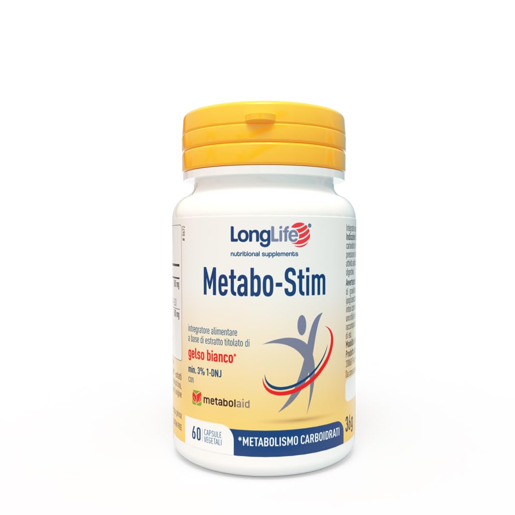 LongLife® Metabo-​Stim | Verbena odorosa, fiori di ibisco (Metabolaid®) ed estratto di gelso bianco | Supporto al metabolismo | Equilibrio glicemico | 60 capsule | Vegano e senza glutine