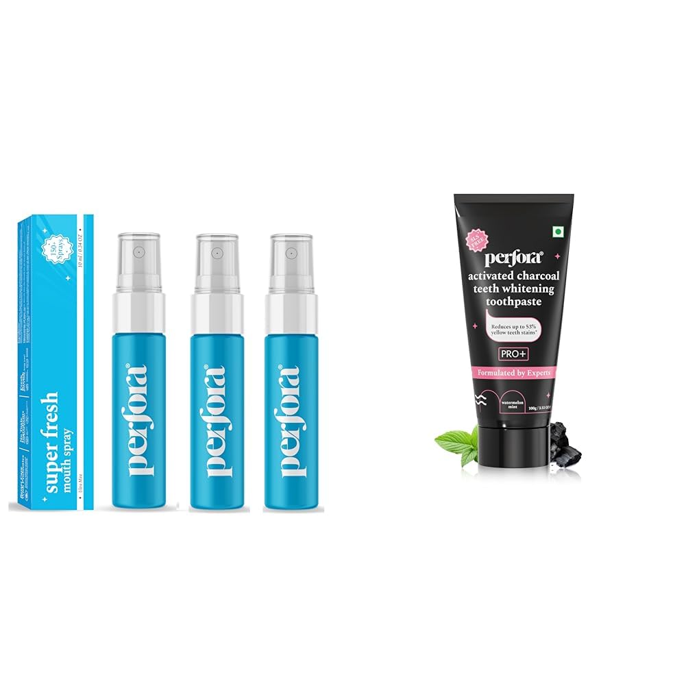 Perfora Super Fresh Ultra Mint Mouth Spray | Instant Fresh Breath, Alcohol-Free, Teeth Remineralis | Perfora Activated Charcoal Whitening Toothpaste - 100 g | Enamel Safe Teeth Whitening Tooth paste-picture-17