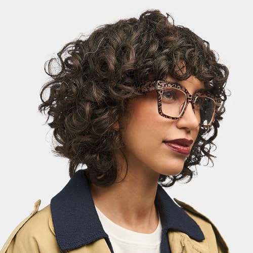 Image of Zeelool Square Blue Light Blocking Glasses for Women, Acetate Personality Fit Glasses Frame Eyegwear with Clear Lenses Taylor ZJGX799757-02B, Leopard Print