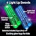 Soft Light Up Foam Toy Swords for Kids - Set of 4, 15” | Glow in The Dark Swords | Sleepover Games for Boys | Toy Weapon | Play Swords | Kid Outdoor Games Ages 8-12+ | Glowing & Painless!