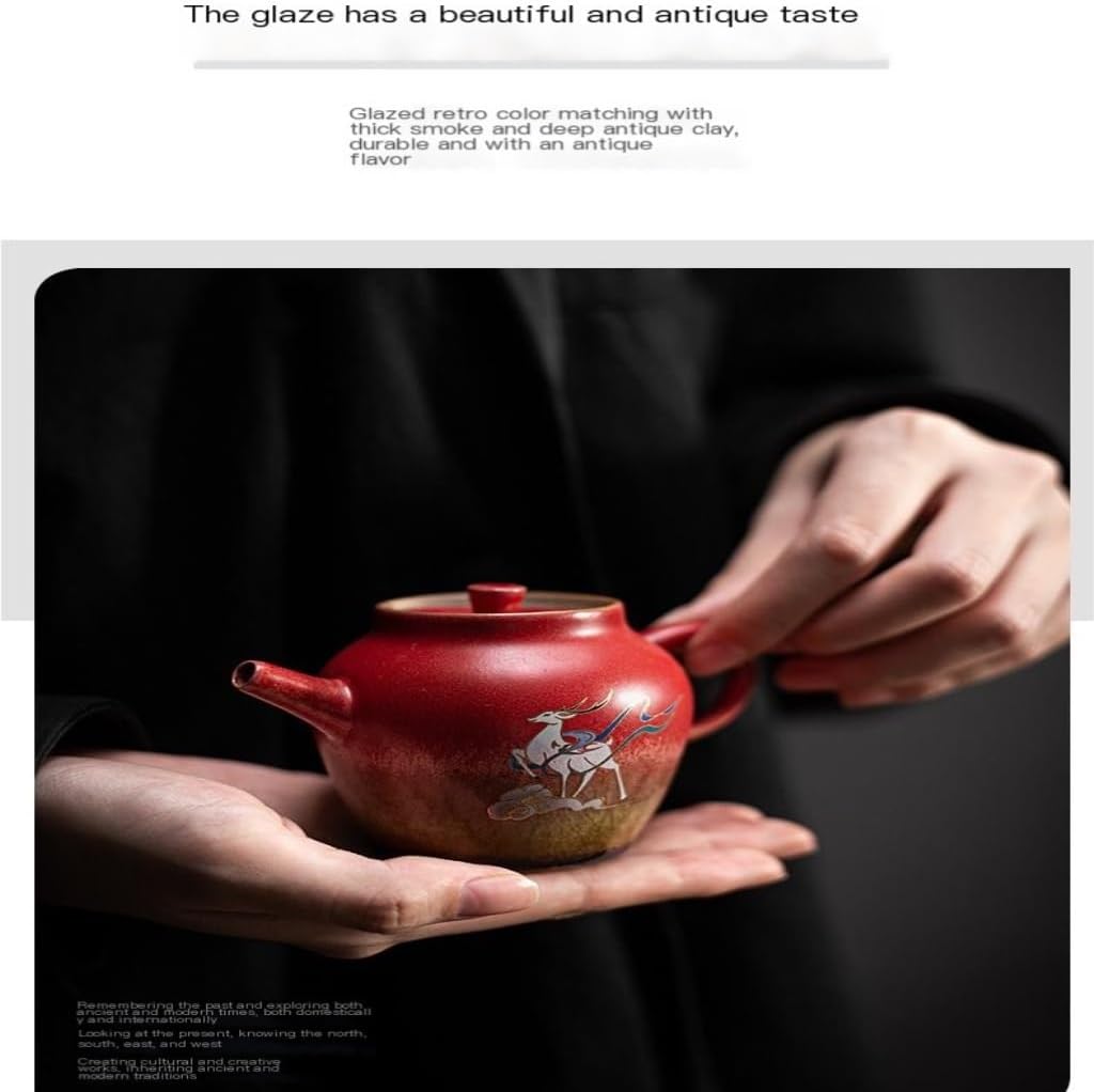 Teapot Ceramic Teapot Rood Teapot Ceramic Hand-Painted Teapot Kung Fu Teapot Kiln Pear-Shaped Teapot Gift Box Tea Sets (Rood A)