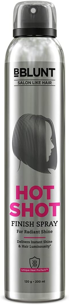 Hot Shot Finish Spray For Radiant Shine | Designed for Indian Hair | Adds Shine | Lends Hair Glossy Finish | For Men & Women | 200 ml