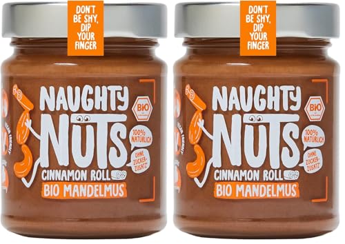 NAUGHTY NUTS Rollo de canela y mantequilla de almendras Bio | Con almendras y canela | 100% Natural y Vegano | Sin aceite de palma ni azúcar | Ideal como aderezo para muesli - 250 g (Paquete de 2)