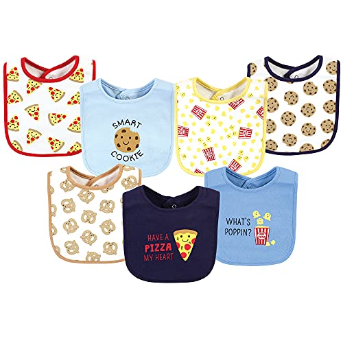 Image of Hudson Baby Unisex Baby Cotton Bibs, Pizza Snacks, One Size