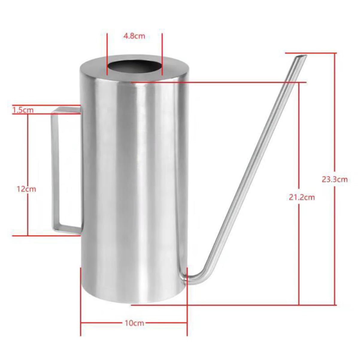 Edelstahl Gießkanne 1500ml für Blumen und Pflanzen, Silber
