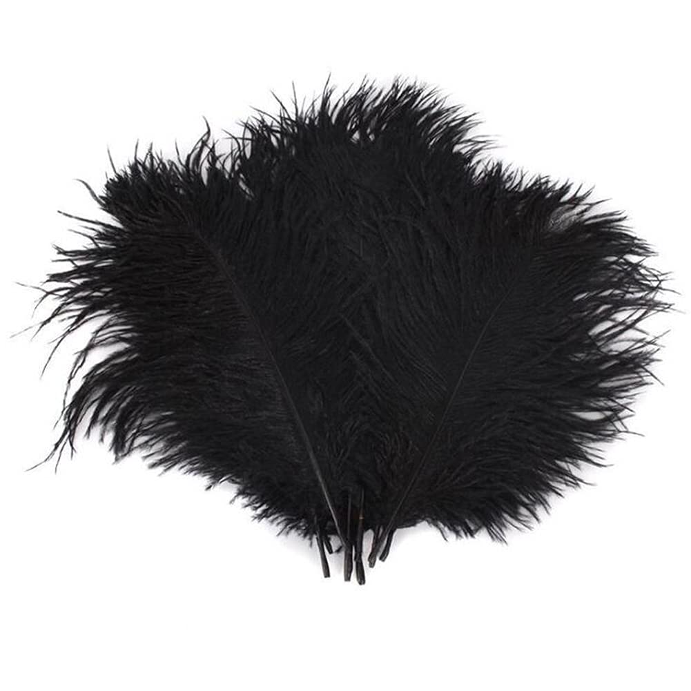 Erioctry 50PCS 6-8 Inch Black Natural Ostrich Feathers Plume Fluffy Feahters Large Feather Home Wedding Birthday Xmas Party Stage Pomp Props Flower Decoration Supply