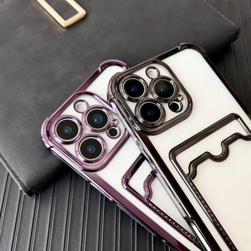 Coque transparente antichoc pour iPhone 12 Pro Max violet à coins renforcés