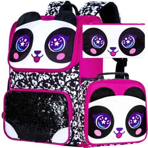 Image of KLFVB 3PCS Backpack for Girls and Boys, 15 inch Unicorn Dinosaur Bookbag with Lunch Box, Kids Preschool School bag