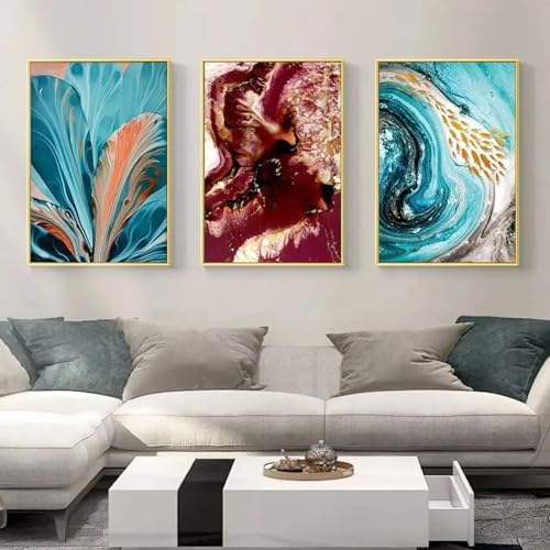 Toile fleur bleue marbre rouge pour habiller un mur vide