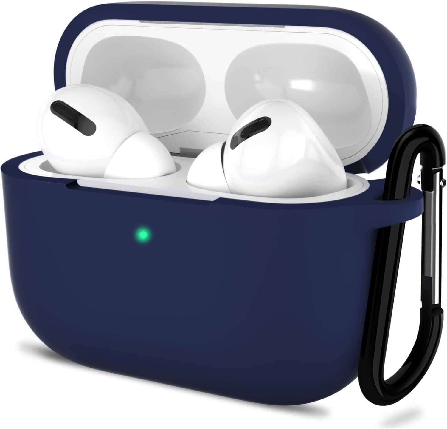 Sounce AirPods Pro Case Cover Portable Silicone Skin Cover with Keychain Carabiner (Supports Wireless Charging) Compatible with Airpods Pro (2019) - (Blue)-image-48