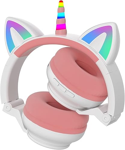 Miniatura 8 de Auriculares de unicornio Yusonic para niños y niñas, auriculares plegables Bluetooth para niñas, niños pequeños, tabletapadTienda Fire, auriculares