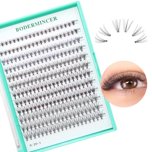 Bodermincer Black/Colored Cluster Lashes 240pcs 20D/40D DIY Eyelash Extension D Curl Long Individual Lashes Mixed Tray Faux Mink Lash Clusters Extensions 8-22mm (10D 8-10-12-14-16mm MIX)