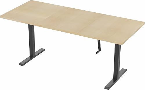 Vista 9 de VIVO DESK-KIT-MB7C - Escritorio manual de pie de altura ajustable de 71 x 30 pulgadas, parte superior de madera clara, marco negro, estación