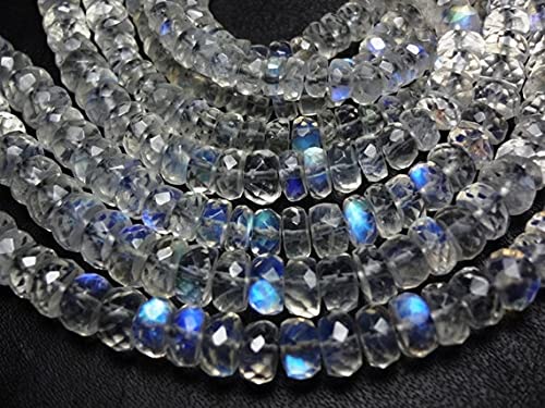 Pierre de lune multicolore haut de gamme en rang de perles facettées pour joaillerie