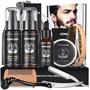 Beard Grooming Kit for Men, 12 in 1 Beard Growth Kit with Beard Roller, Beard Care Kit with Beard Oil, Beard Shampoo, Beard Conditioner, Beard Brush, Beard Balm, Beard Comb, Scissors, Gifts for Him