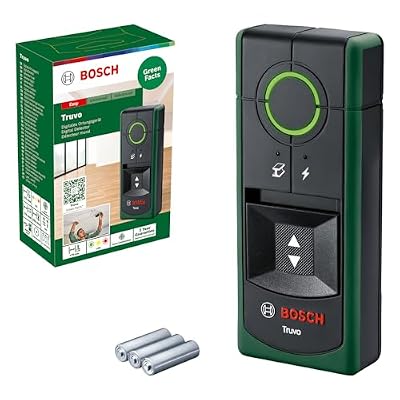 Bosch Detector Truvo 2.ª gen. (manejo sencillo con un solo botón, detección fácil de cables con tensión y detector de metales en la pared hasta 70 mm, en caja)