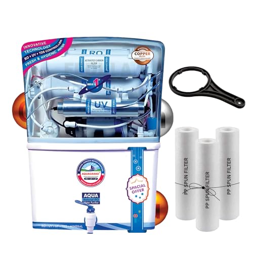 Image of Aqua Grand Plus RO + UF + UV + UV LED Water Purifier with Mineral Cartridge and TDS Control Best For Home /Office Purpose | 15LPH | 12 Liter Engineered for all Water Supply (0-3000ppm)