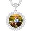 0549 Silver sunflower pendant with tennis chain