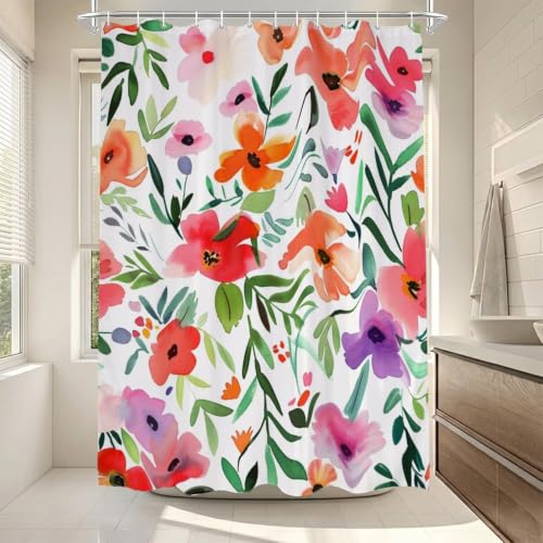 Rideau douche polyester 180x220 lavable accessoires salle de bain fleur - 5