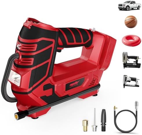 Mellif Portable Tire Inflator & Air Tool Compatible with Milwaukee 18v Battery (Tool Only), Inflation & Pneumatic Tools, 160 PSI Air Compressor Pump, Digital Pressure Gauge, LED Light, Auto Shut-Off
