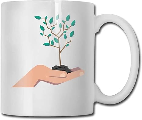 Amazon マグカップ 手の上の若木 セラミックカップ マグボトル コーヒーカップ 食器 耐熱 自宅 ミルク 広口タイプ シンプルデザイン おしゃれ 330ml 水筒 マグボトル オンライン通販