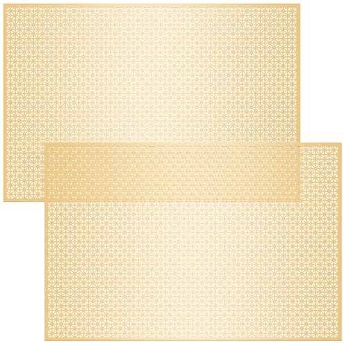 Moxweyeni 2 Pcs 24 x 36 Decorative Aluminum Sheet Union Jack Aluminum Metal Sheets 0.02 Inch Thick Unions Jacks Mesh Perforated Aluminiferous Panel for Indoor Outdoor Home Project Decor Gold