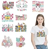 9 Sheets Spring Easter Day Heat Transfer Vinyl HTV Iron on Decals Patches Stickers Egg Bunny Gnomes