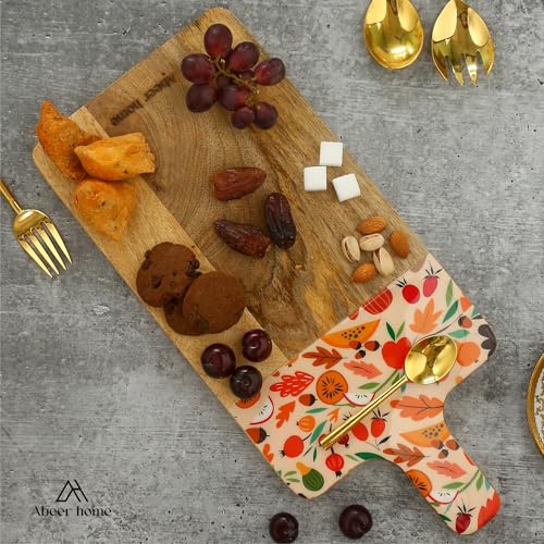 Image of Handcrafted Serving Platter-Fruit Valley Pattern, Perfect for Serving Cheese, Desserts, Dhokla, Pastries, Snacks(17x7.5Inches)