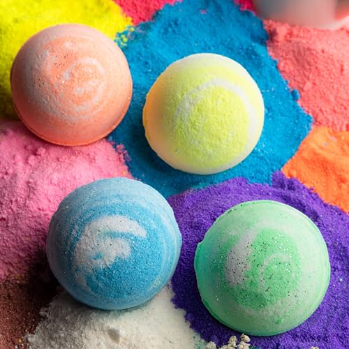 Image of THE BODY BUCKET Aqua, Ylang Ylang, orange and lemongrass relaxing bath bombs - All Natural Handcrafted Aromatic Fragrance - Perfect Bath Gift for Kids, Men & Women- 65 gm each (Pack of 4)