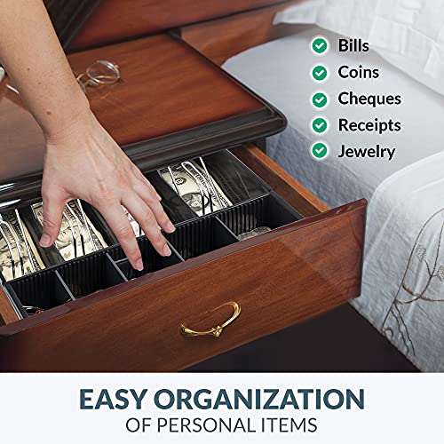 Cash Drawer Tray - 11.7 X 10.3 X 2.3 Inch Cash Register Insert - 4 Bill / 5 Coin Replacement Cash Tray For Volcora 13” Fully-Removable Drawers - Stainless Steel Currency Compartment Money Storage #TOP3