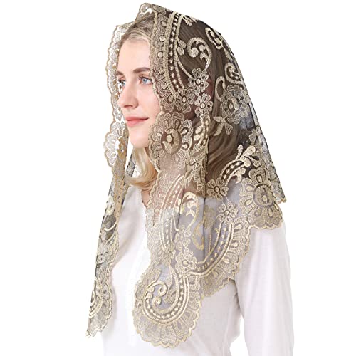 Catholic Veil Church Chapel Scarf Embroidery Lace Latin Mass2