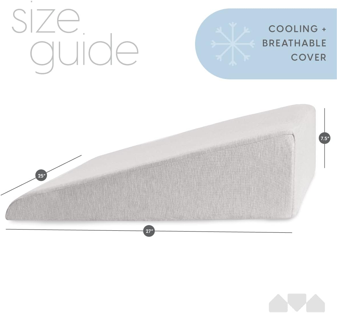 Milliard Bed Wedge Pillow with Memory Foam Top | Cooling, Breathable and Washable Cover | Helps with Acid Reflux and Gerds, Reduce Neck and Back Pain, Snoring, and Respiratory Problems | 7.5 Inch