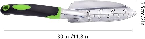 Miniatura 2 de Paleta de jardín y pala ancha de mano puntiaguda con mango ergonómico antideslizante de goma suave para plantar, trasplantar, deshierbar, mover y