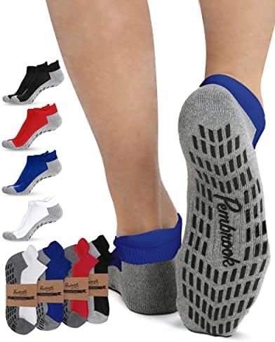 Pembrook Yoga Socks with Grips for Men - 4 Pairs Unisex Non Slip Socks Mens | Socks with Grippers for Men | Grippy Socks mens yoga socks…